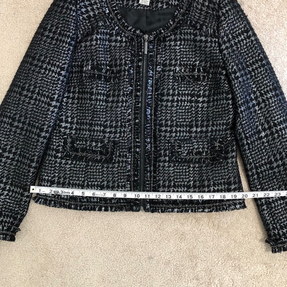 Vertigo Paris Metallic Tweed Fringe & Chain Detail Zip Blazer L fits like a M - Picture 12 of 14